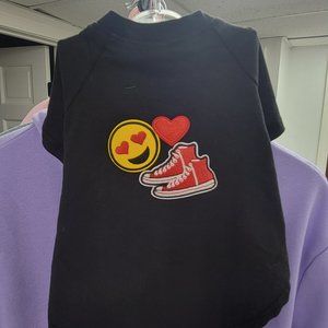 small pet shirt black with patches